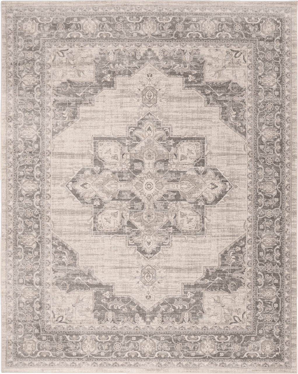 Area White 8x10 SAFAVIEH Brentwood Collection Area Rug Rectangle - 8' x 10', Cream & Grey, Medallion Distressed Design, Non-Shedding & Easy Care, Ideal for High Traffic Areas in Living Room, Bedroom (BNT865B)