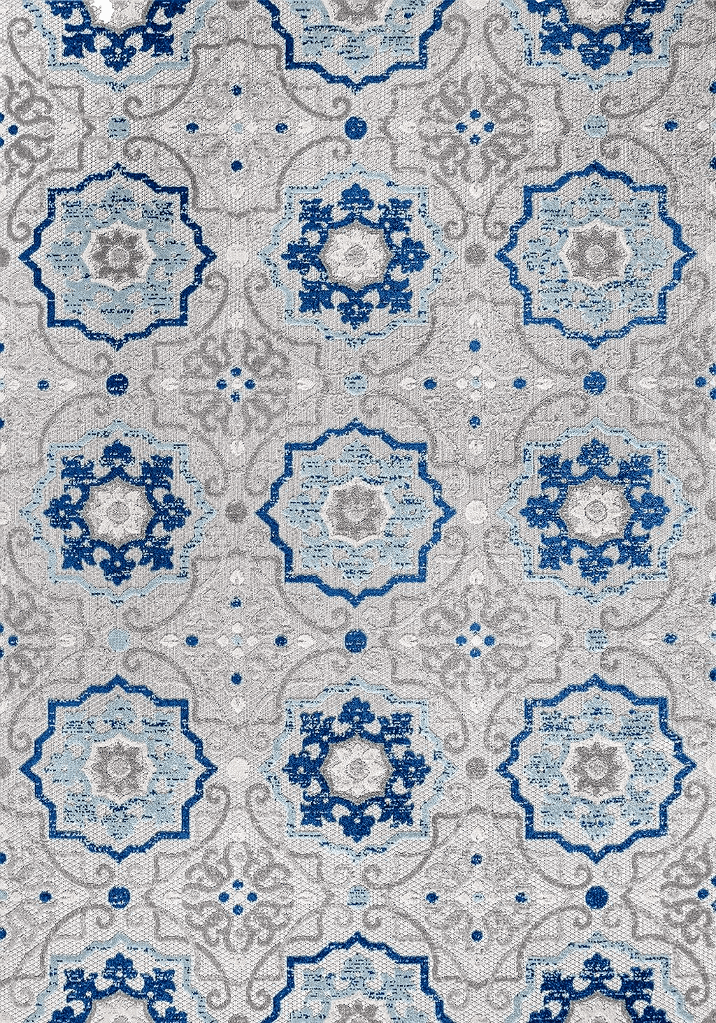 JONATHAN Y AMC101A-8 Mediterranean Medallion Indoor Outdoor Area-Rug Bohemian Floral Easy-Cleaning High Traffic Bedroom Kitchen Backyard Patio Porch Non Shedding, 8 X 10, Blue/Gray