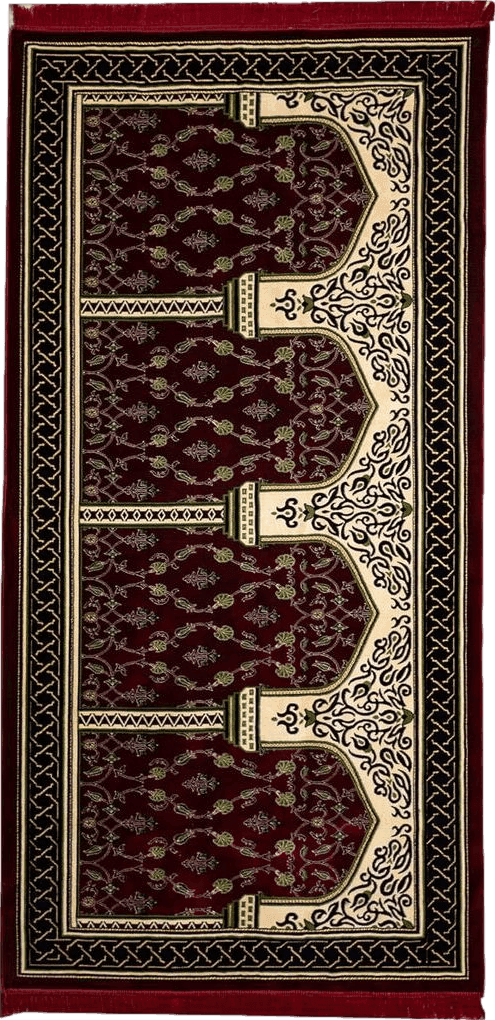 Modefa Turkish Islamic Prayer Rug - Multi Person Janamaz Sajada for Family or Mosque - Large Gathering & Group Praying Carpet - Wide Plush Velvet Praying Mat (Long 4 Person Red/Green)