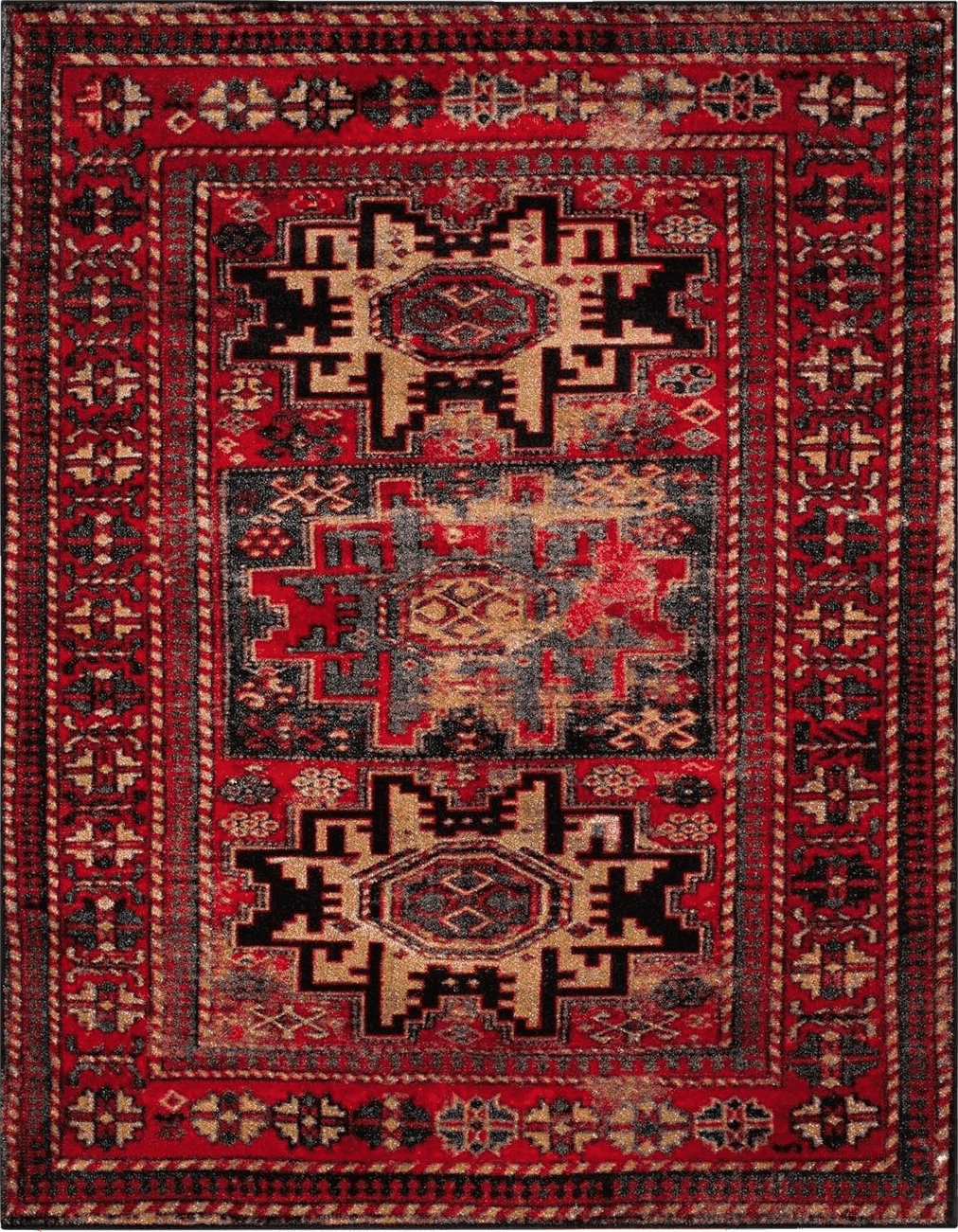 Turkish SAFAVIEH Vintage Hamadan Collection Accent Rug - 2'7" x 5', Red & Multi, Oriental Persian Design, Non-Shedding & Easy Care, Ideal for High Traffic Areas in Entryway, Living Room, Bedroom (VTH213A)