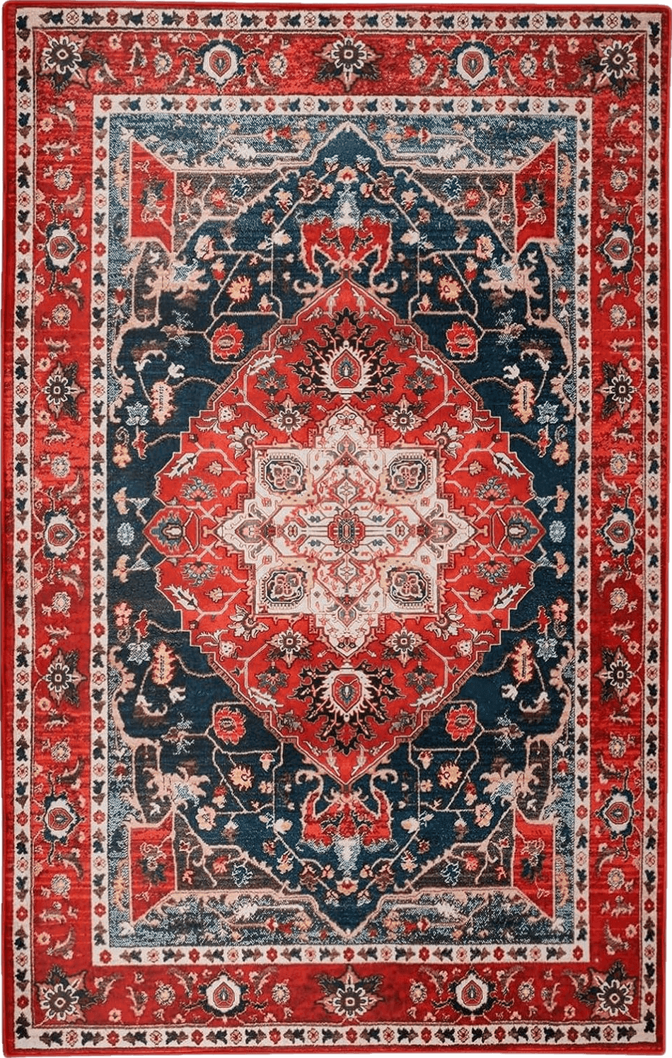Colorful Multicolor Comeet Area Rug 4x6, Washable Rug, Indoor Throw Mat Anti Slip Backing Floor Carpet for Kitchen Living Room Bedroom Dining Room Red/Blue