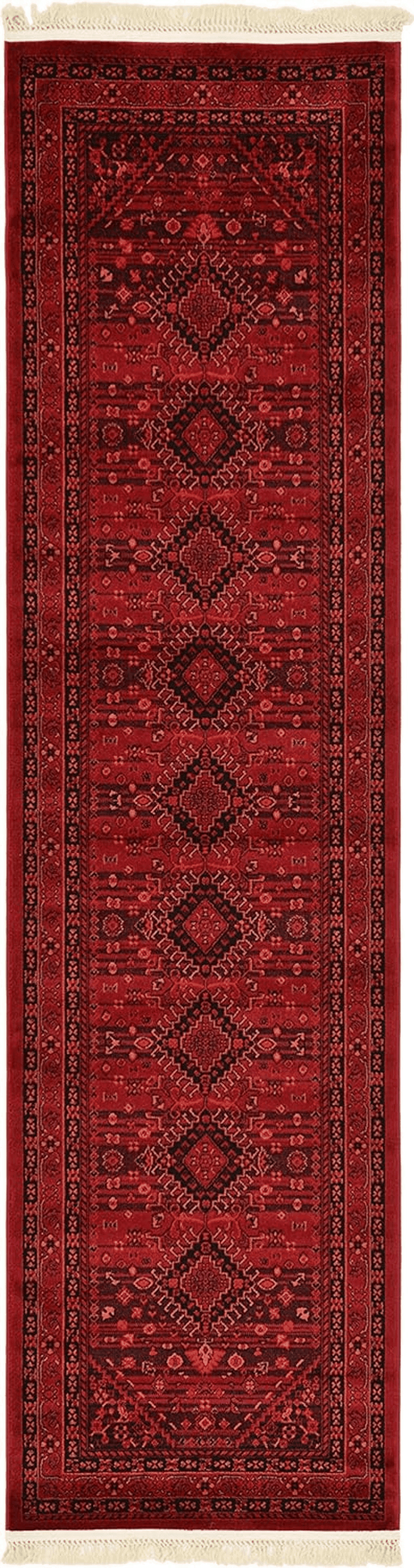 Turkish Unique Loom Tekke Collection Area Rug - Sheibani (2' 7" x 10' Runner, Red/ Black)