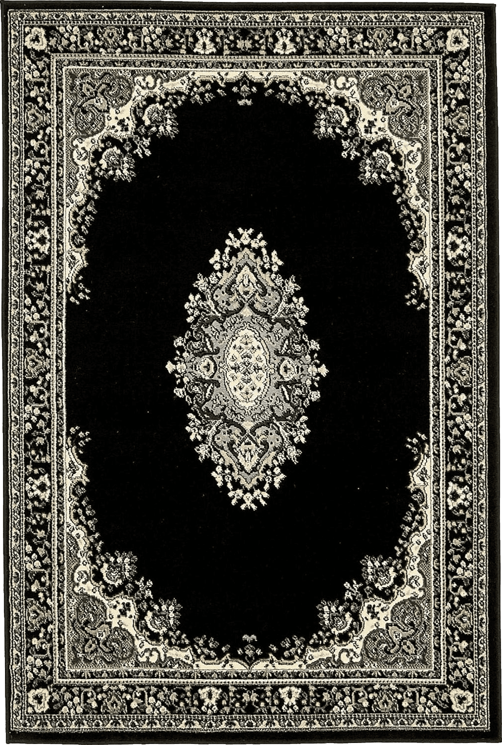 Turkish Unique Loom Reza Collection Traditional Persian Style Area Rug, 4 x 6 ft, Black/Beige