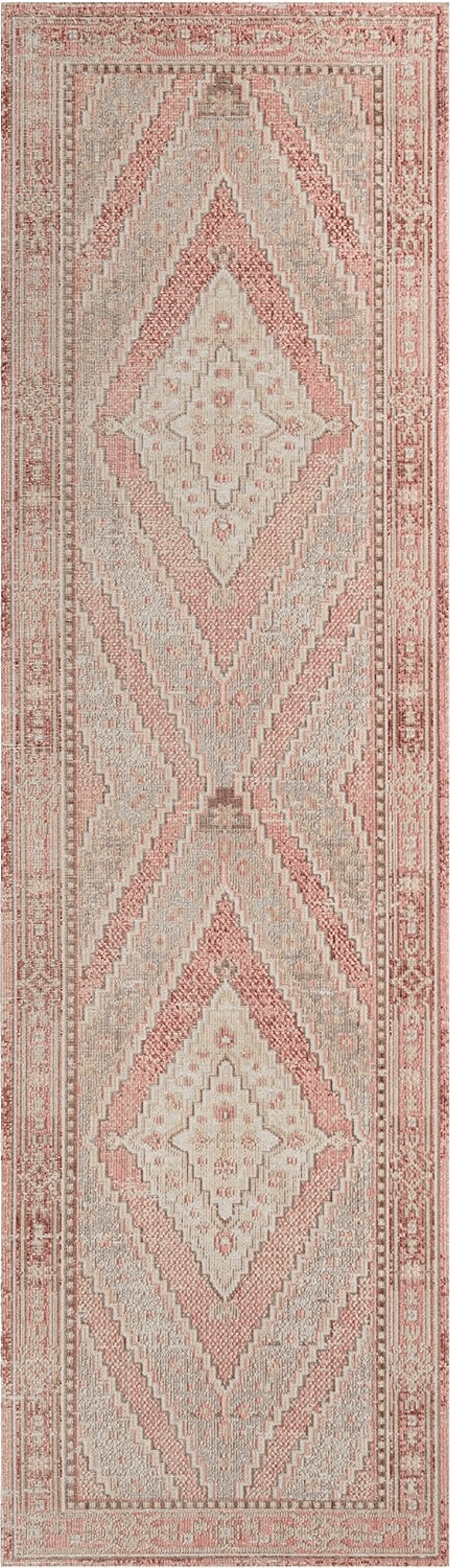 Turkish Momeni Isabella Traditional Geometric Flat Weave Area Rug, 2 ft 7 in x 8 ft 0 in, Pink