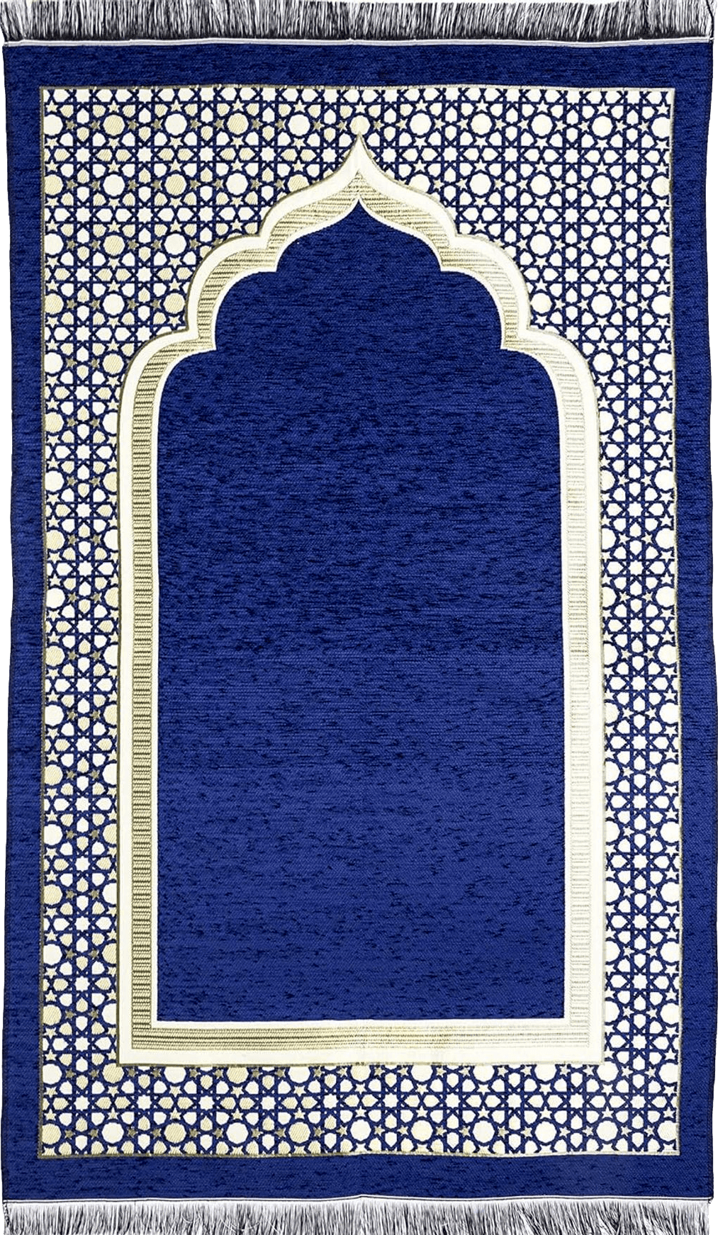 Modefa Turkish Islamic Prayer Mat - Thin Woven Chenille Sajjadah - Intricate Praying Rug Ramadan Eid Gift - Traditional Muslim Janamaz Sajada for Men Women - Geometric Selcuk Star (Royal Blue)