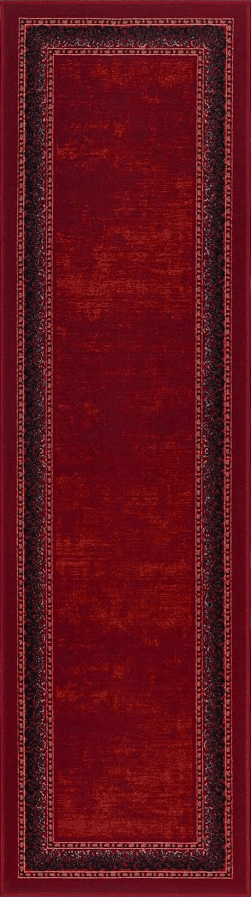 Turkish Antep Rugs Alfombras Bordered Modern 2x5 Non-Slip (Non-Skid) Low Pile Rubber Backing Kitchen Area Runner Rug (Maroon Red, 2' x 5')