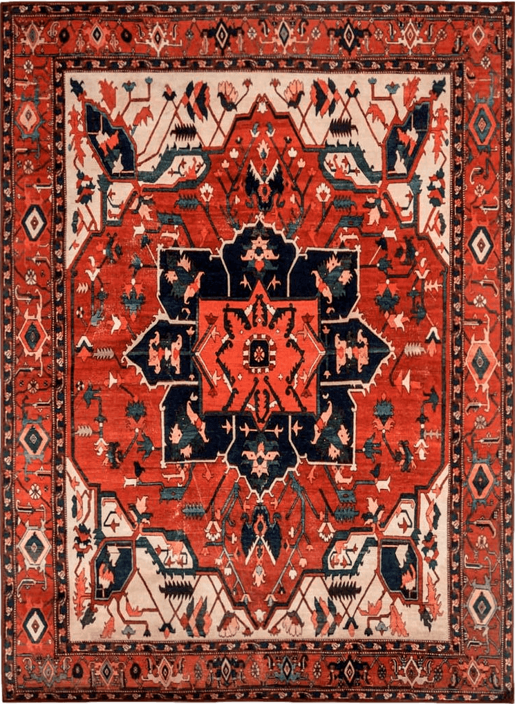 VK VK·LIVING Machine Washable Rug 5' x 7' Vintage Design Machine Washable Area Rugs with Non-Slip Backing for Living Room, Bedroom, Home Decor Area Rug, Red