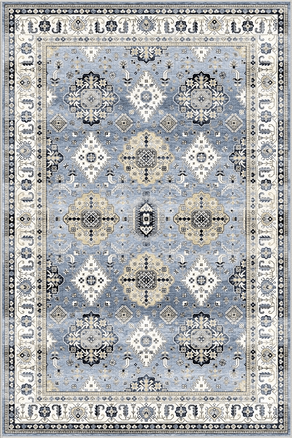 Farmhouse 4x6 Dripex Vintage Washable Area Rug - 4x6 Boho Distressed Rugs for Living Room Bedroom Oriental Medallion Floral Print Carpet Low-Pile Indoor Soft Non-Slip Accent Rug Farmhouse Office Home Decor