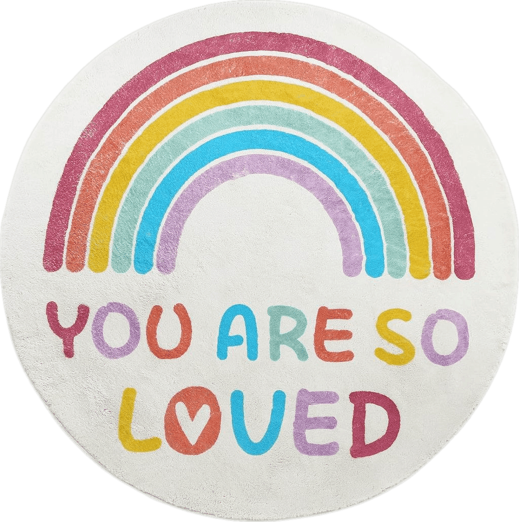 Rainbow Topotdor Rainbow Round Rug for Girls Bedroom,Colorful Boho Decor Nursery Area Rug,Ultra Soft Machine Washable Kids Play Mat,47" Round