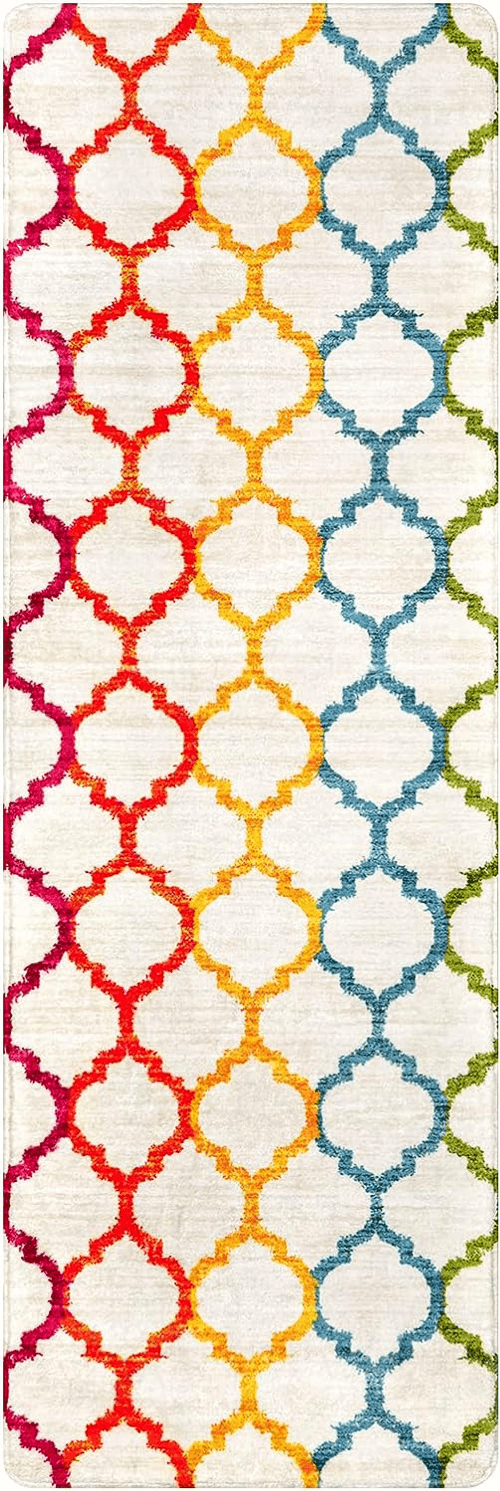 Rainbow Lahome Moroccan Colorful Hallway Runner - 2x6 Washable Non Slip Runner Rug Throw Low-Pile Laundry Room Rug Kitchen Runner Rug Rainbow Print Distressed Carpet Runner for Bedroom Entryway Bathroom
