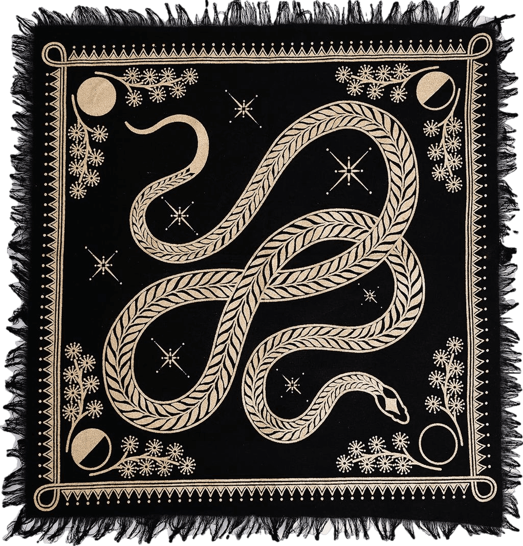 Snake rugs ASAV Tarot Altar Cloth Golden Snake Dragon Table Napkin Cloth Witchery Supplies Home Decor Wall Art Spiritual Witchcraft Square (24x24 Inches (61x61 Cm))