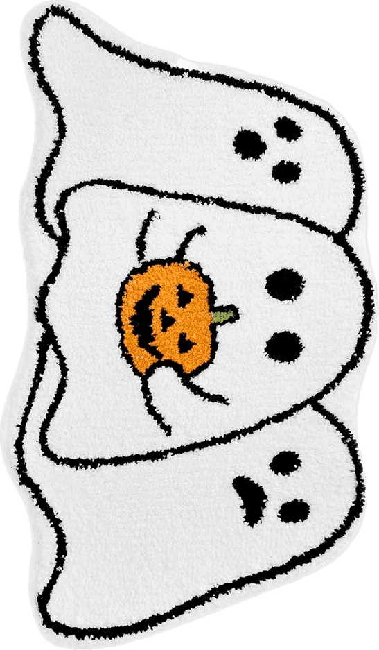 TRUEDAYS Halloween Decor Ghost Bath Mat for Bathroom, Cute Halloween Decoration White Ghost Bathroom Rug Non Slip Cartoon Bath Rug Bathroom Mat Plush Shower Rugs Washable