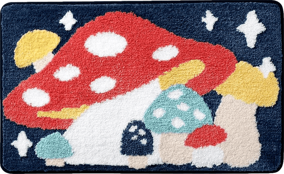 Molesun Mushroom Bath Mat Bathroom Rug, Cartoon Microfiber Non-Slip Shower Rug Water Absorbent Plush Soft Cute Bath Rug Thick Shaggy Floor Mats, Machine Washable, Mushroom, 20" x 31"