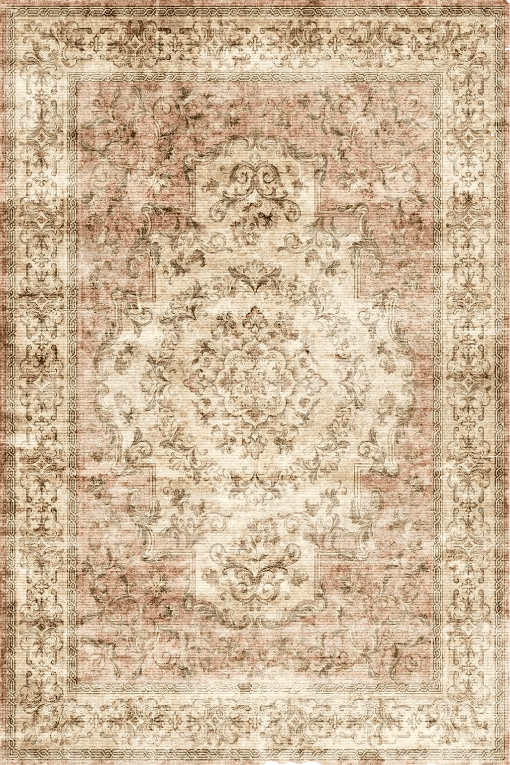 vivorug Washable Rug, Ultra Soft Area Rug 5x7, Non Slip Boho Rug Foldable, Stain Resistant Rugs for Living Room, Bohemian Floral Medallion (Pink/Grey, 5'x7')