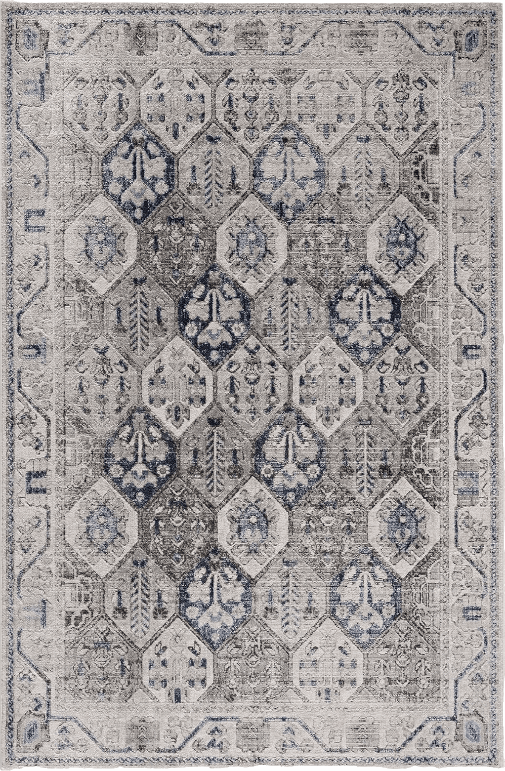 Caria Bloom Rugs Troya Gray/Blue 6x9 Rug - Traditional Persian Area Rug for Living Room, Bedroom, Dining Room, and Kitchen - Exact Size: 6' x 9'