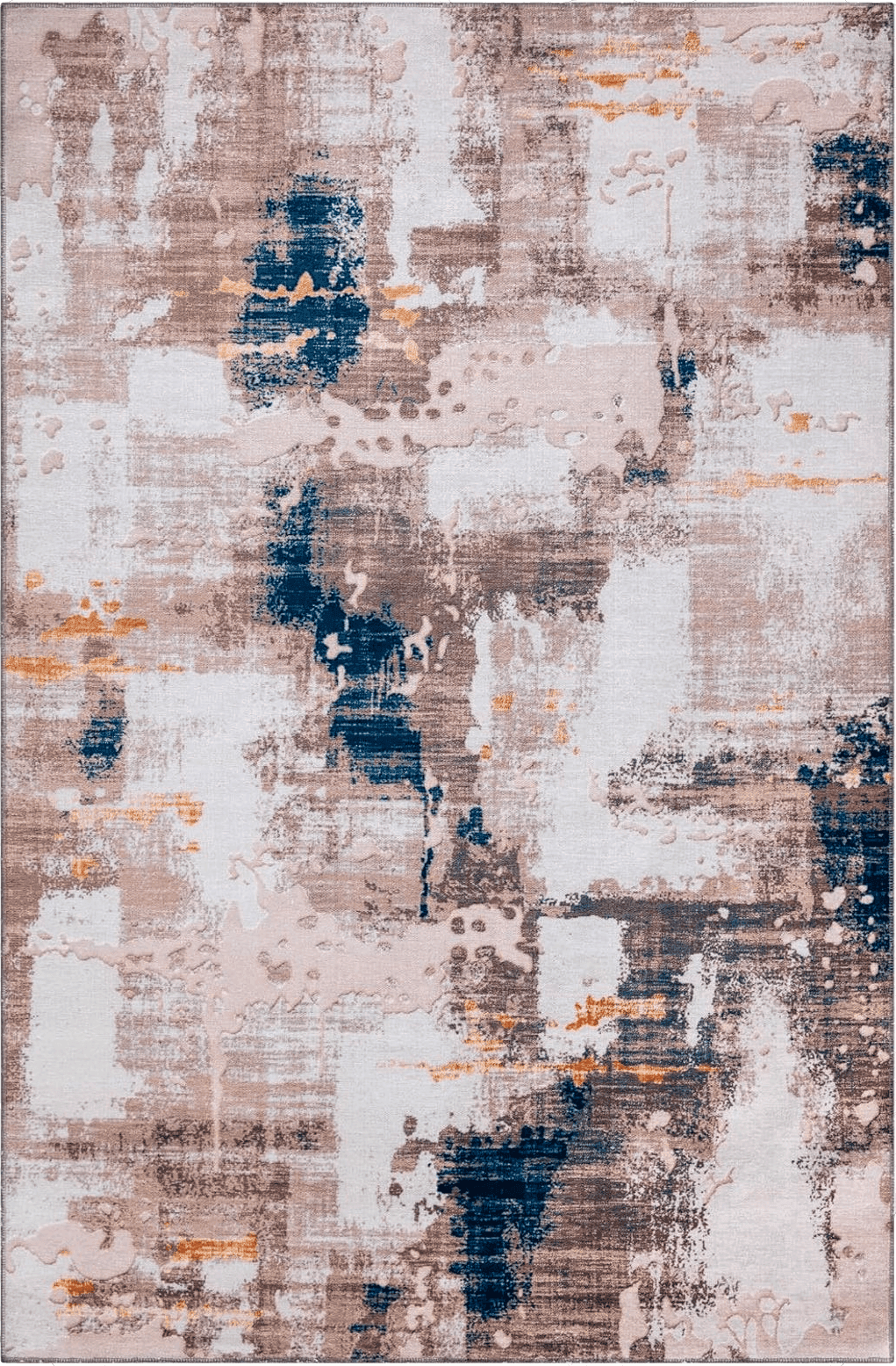 5x7 Abstract Area Rug in Blue & Beige - Indoor Accent Rugs for Living Room, Entryway, Bedroom, Modern Throw Rug, Non-Slip & Machine Washable, Colorful Bedside & Entryway Rugs with Unique Print Design