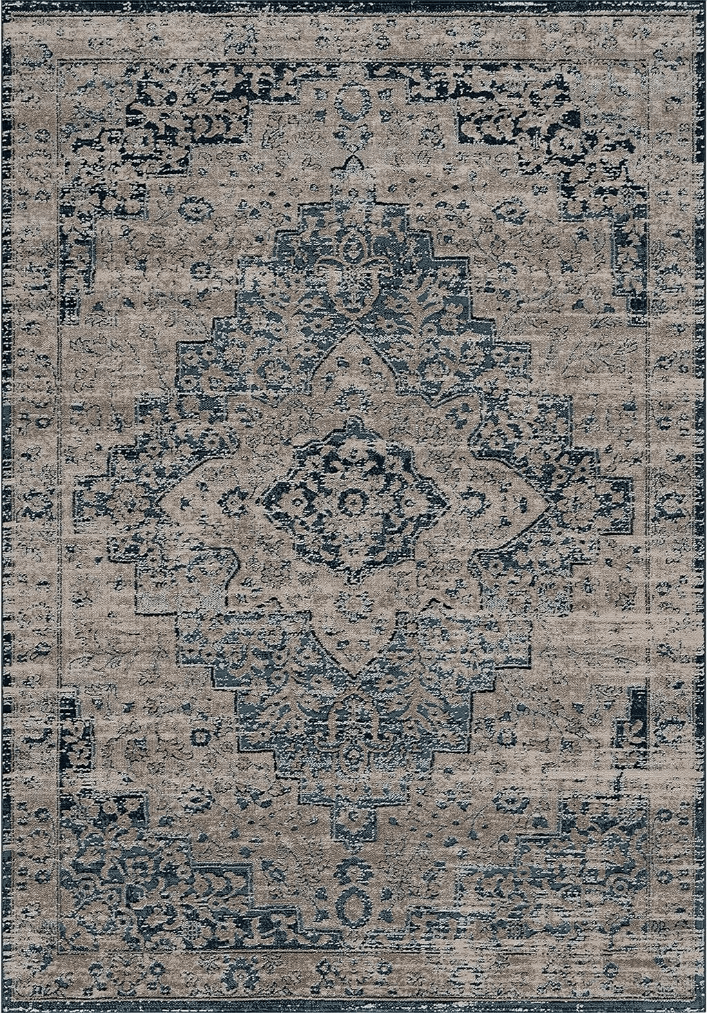 Caria Bloom Rugs Traditional Blue Gray Area Rug - Vintage Boho 5x7 Rug for Living Room, Bedroom and Kitchen (5'3" x 7'6")