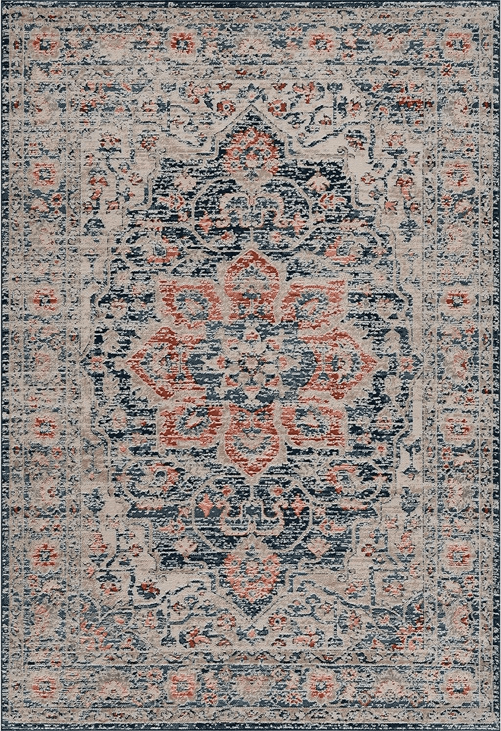 Caria Bloom Rugs Traditional Blue Multicolor Area Rug - Vintage Boho 5x7 Rug for Living Room, Bedroom and Kitchen (5'3" x 7'6")