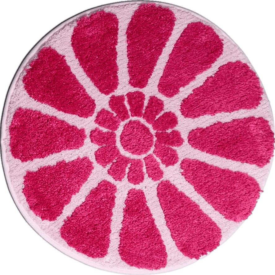 BOVEU Bath Rugs, 32in Bath Mats for Bathroom, Pink Bathroom Rugs Non Slip, Hot Pink Flower Bath Mats for Bathrom Floor for Bathtub Sink, Shower