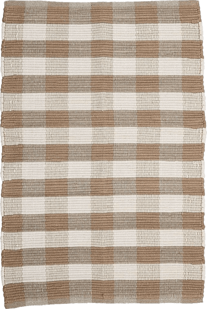 DII Buffalo Check Rug Collection, Hand Dyed Reversible Chindi Rug, 26x40, Stone/Cream
