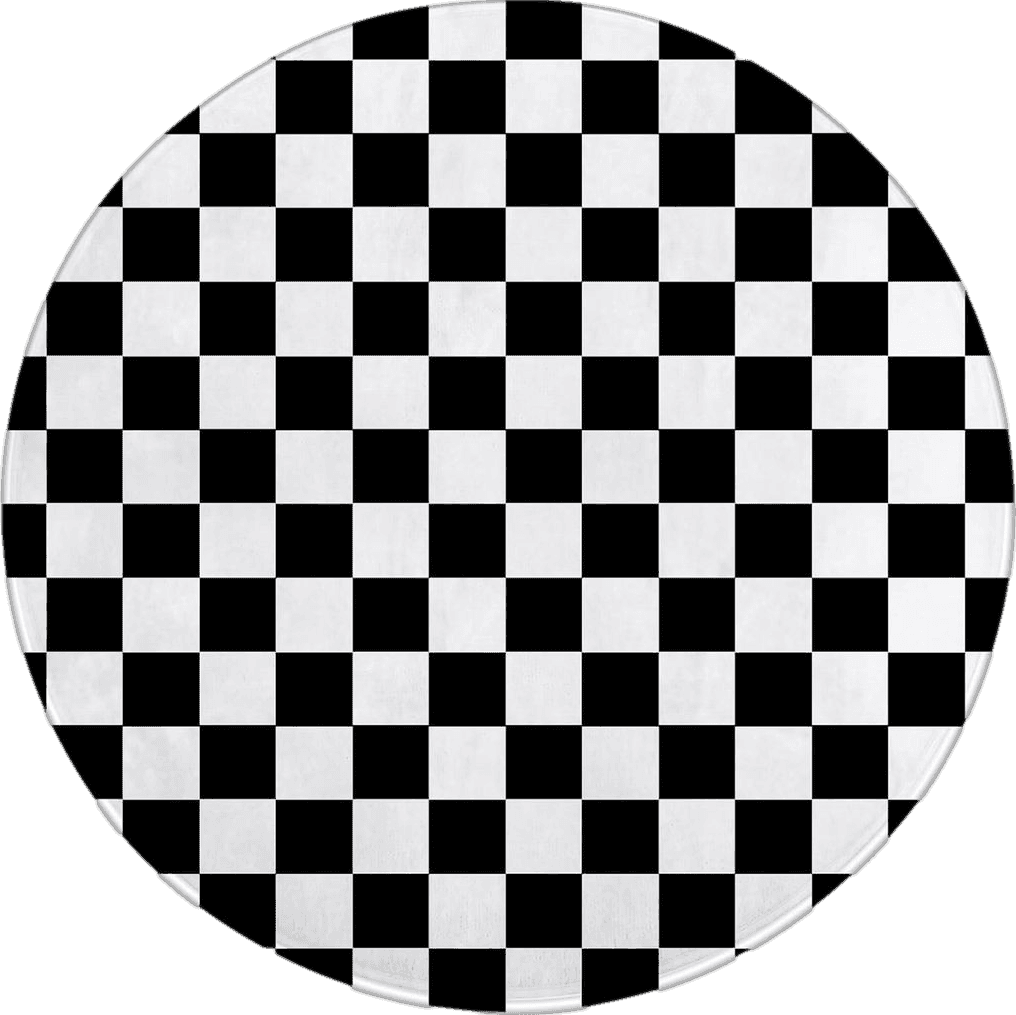 Checkered Black White YEAHSPACE Checkered Rug Round 40 inch Plaid Circle Area Rug Living Room Bedroom Aesthetic Decor-Black White Checkered Plaid