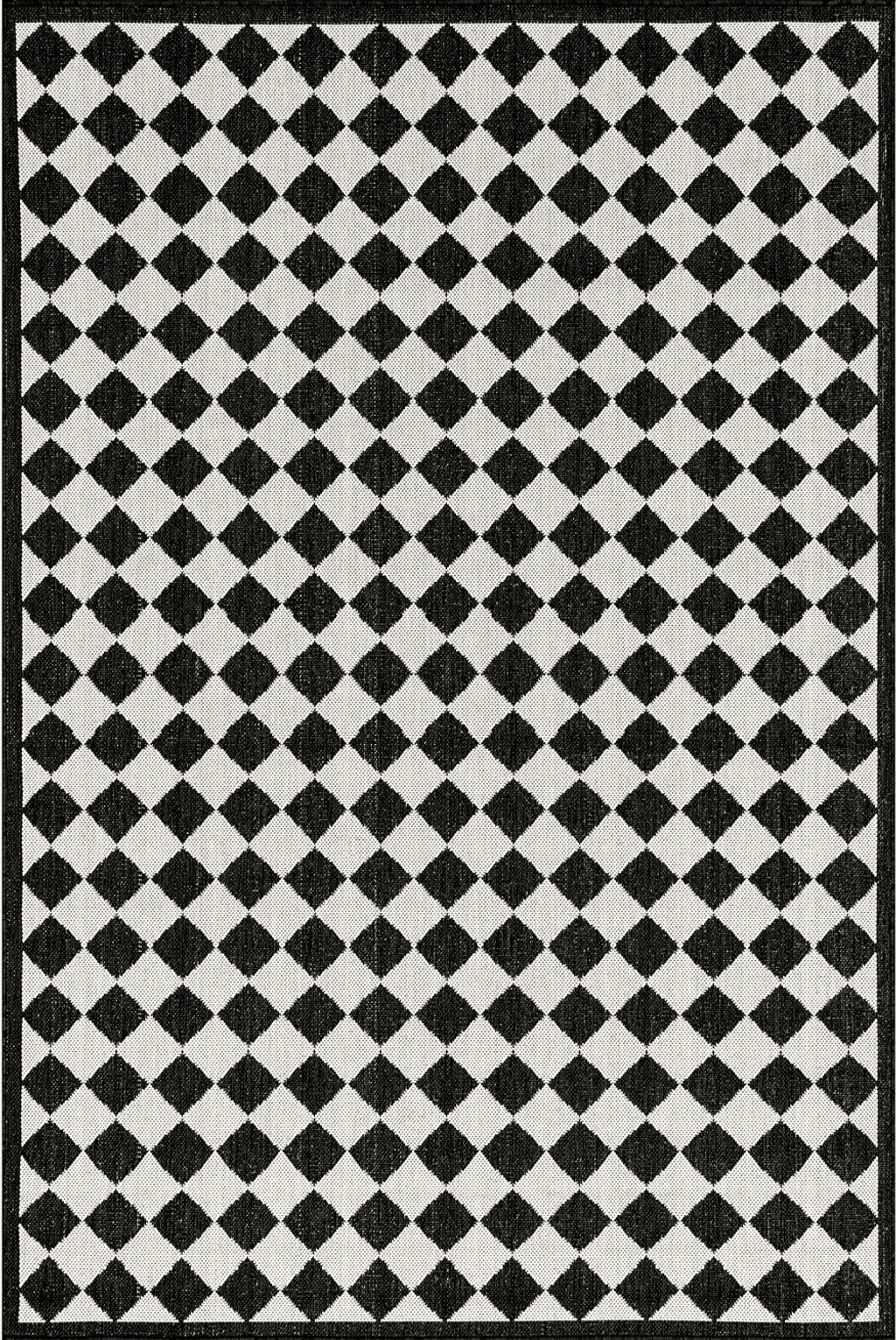 Checkered Black White nuLOOM Myka Checkered Indoor/Outdoor Area Rug, 4x6, Black and White