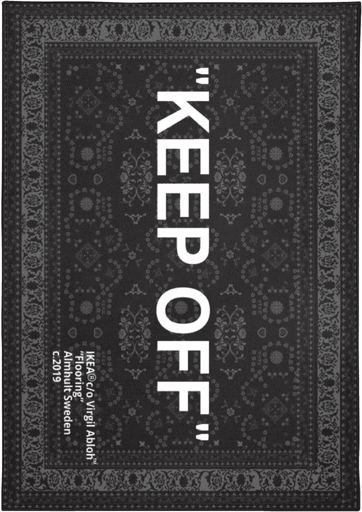 Off-White Keep Off Area Rugs 3D Printed Large Carpet Modern Aesthetic Rug forLiving Room Bedroom Decor Mat Home Non-Slip Floor Polyester Rug 2.6' x 5'