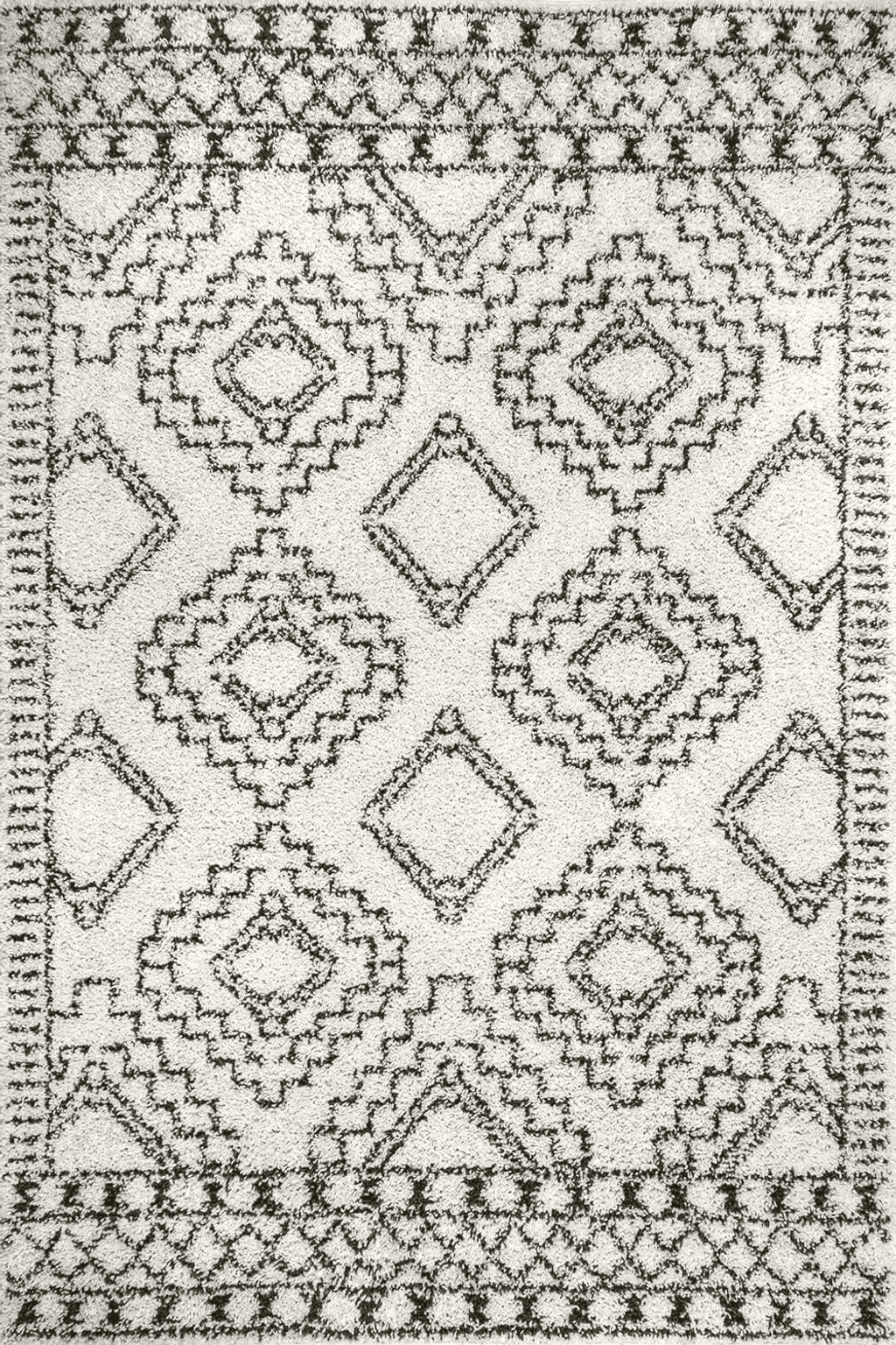 Off-White nuLOOM Lacey Moroccan Geometric Shag Area Rug, 7x9, Off-white