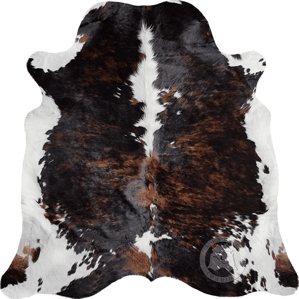 Sunshine Cowhides Genuine Brindle Dark Tricolor Cowhide Rug - Luxurious Cow Rug for Bedroom, Living Room, and Home Decor Enthusiasts - Masterpiece of Style and Functionality - 6x6-7ft (180x210cm)