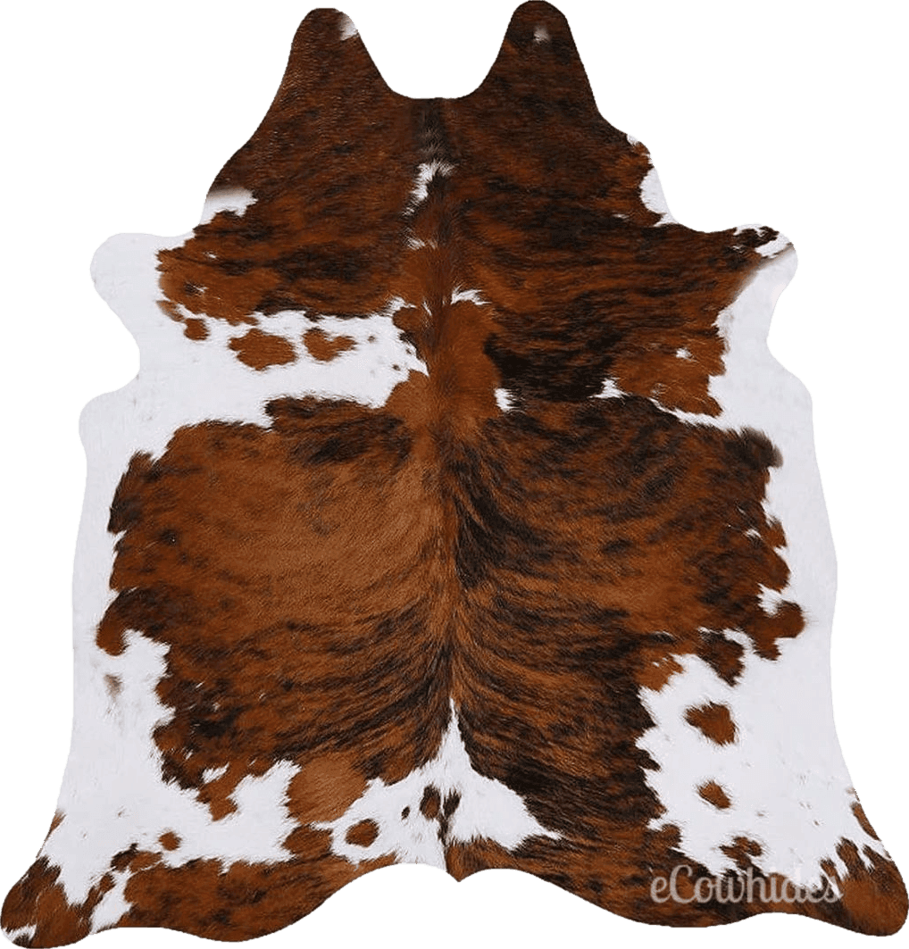 Cowhide 6x9 ecowhides 100% Genuine Brazilian Cowhide Rug - Tricolor, Brown, Black & White - Luxury Cowskin Leather Area Rug Decor, (X-Large) 7 x 6 ft