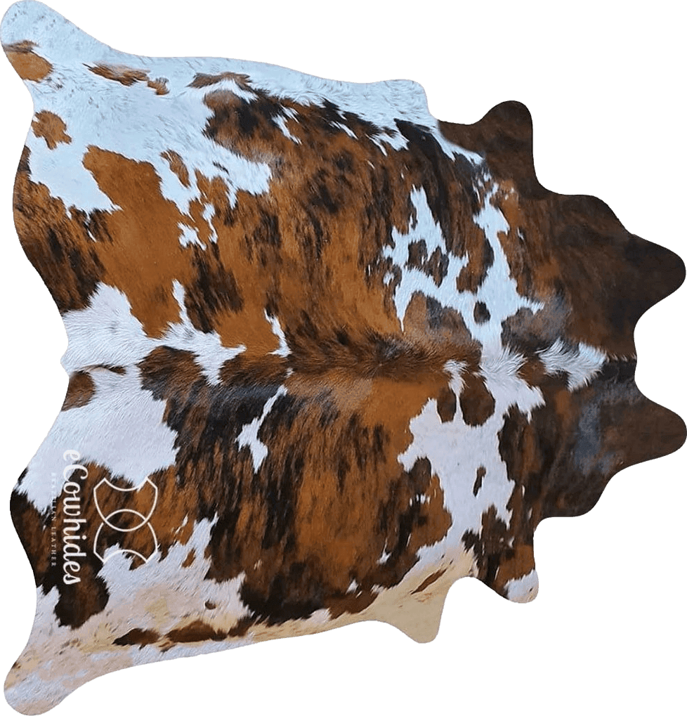 Cowhide Black White ecowhides 100% Genuine Brazilian Cowhide Rug - Tricolor, Brown, Black & White - Luxury Cowskin Leather Area Rug Decor, (X-Large) 7 x 6 ft