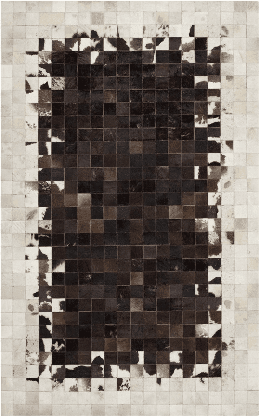 Cowhide 4x6 SAFAVIEH Studio Leather Collection 4' x 6' Ivory / Dark Brown STL215B Handmade Mid-Century Modern Leather Area Rug