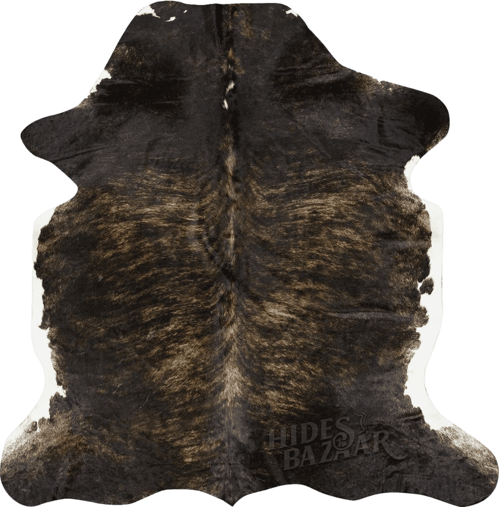 Cowhide 6x9 HIDES BAZAAR Dark Brindle Cowhide Rug, Premium Quality Genuine Leather Cow Hide, Dark Brown, Black and White Area Rug (6x7 ft)