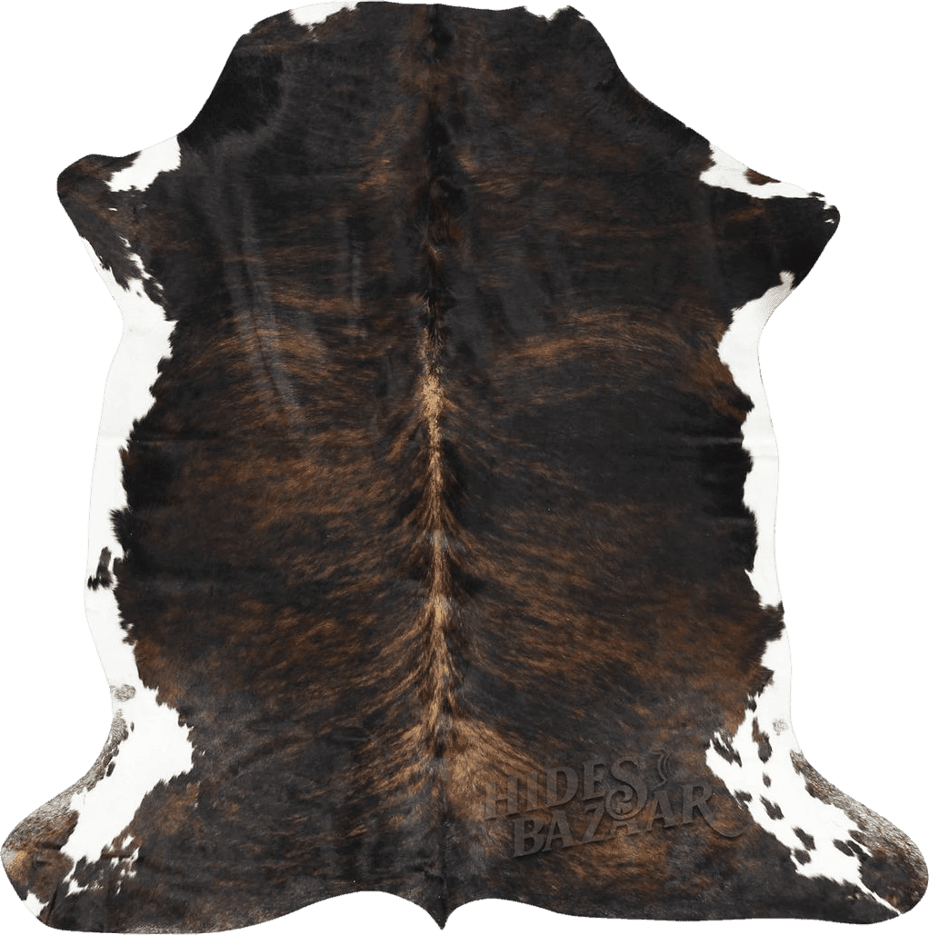 Cowhide 6x9 HIDES BAZAAR Dark Brindle Cowhide Rug, Premium Quality Genuine Leather Cow Hide, Dark Brown, Black and White Area Rug (6x7 ft)