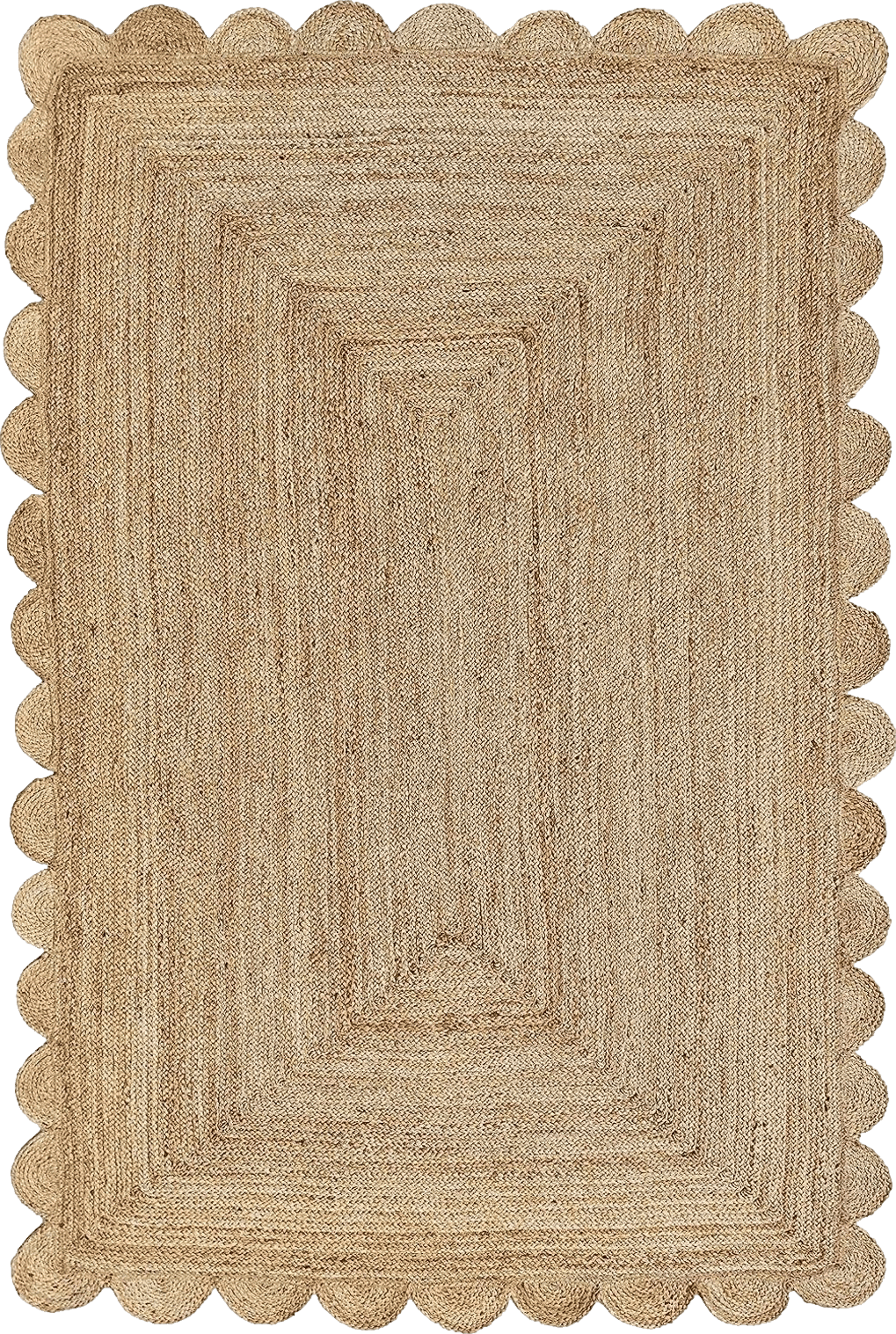 Artist Unknown Arise Export Jute Area Rug - 2' X 3' Feet Scalloped Pattern Natural for Home Decor Item for Living Room Hallways Bedroom and Kitchen (Natural Colour 2' X 3')