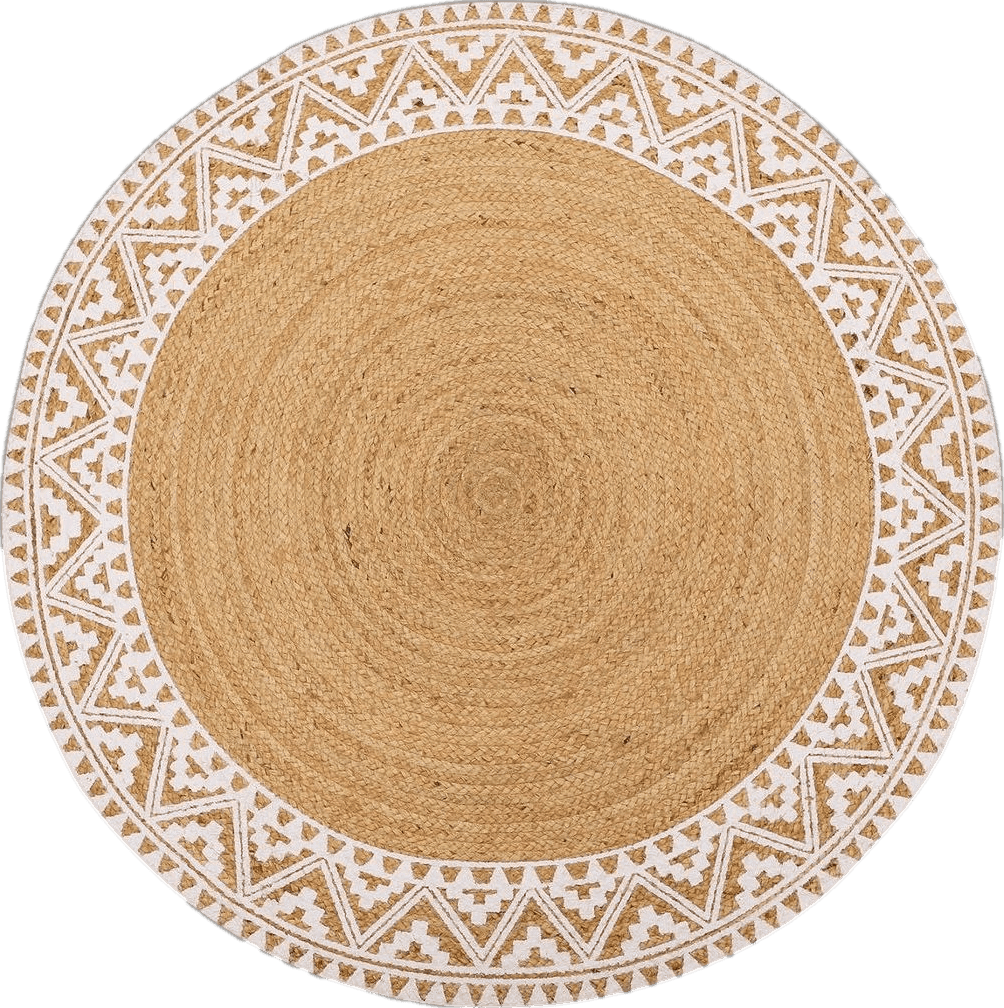 HomeInGoods Jute Braided Rug, 4' Round Natural, Hand Woven Area Rugs for Kitchen Living Room Entryway, 4 Feet Round