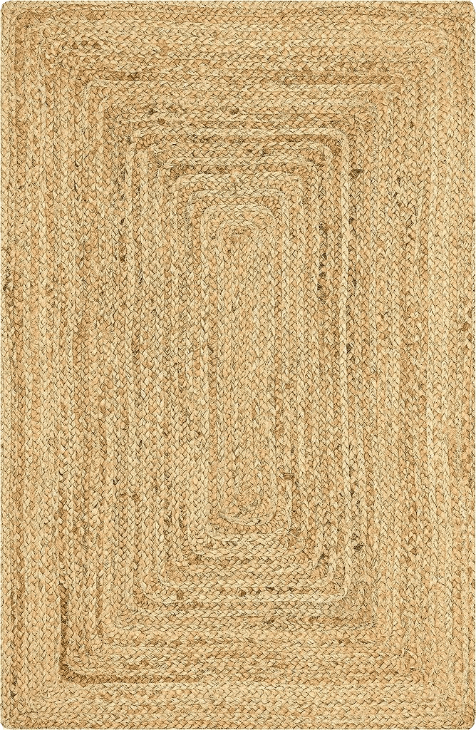 Jute Rugs, Handwoven Rectangle Jute Braided Farmhouse Area Rugs 3'x5', Reversible Vintage Rugs for Bedroom, Livingroom, Jute Area Rug, Natural Yarn, Rustic Vintage Braided Reversible Rug 36"x60"