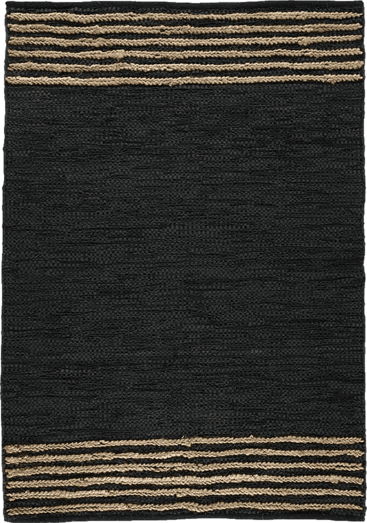 GRUHUM Jute Area Rug 4x6 ft- Natural Fibre Black Rectangular Leather Handwoven Boho Farmhouse Soft Braided Rustic Vintage Eco Friendly Rug -Indoor Livingroom Kitchen Hallways Enterways 4x6 ft