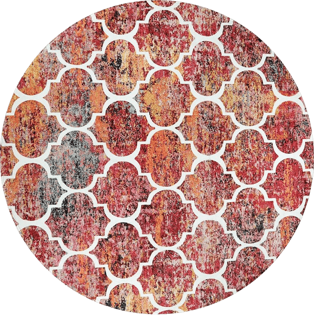 Area Pink All Rounds/Square Lahome Moroccan Round Area Rugs - 6Ft Washable Circle Rugs for Living Room Non-Slip Thin Throw Rug for Dining Room Table, Soft Large Colorful Print Distressed Round Carpet for Bedroom Kitchen Office