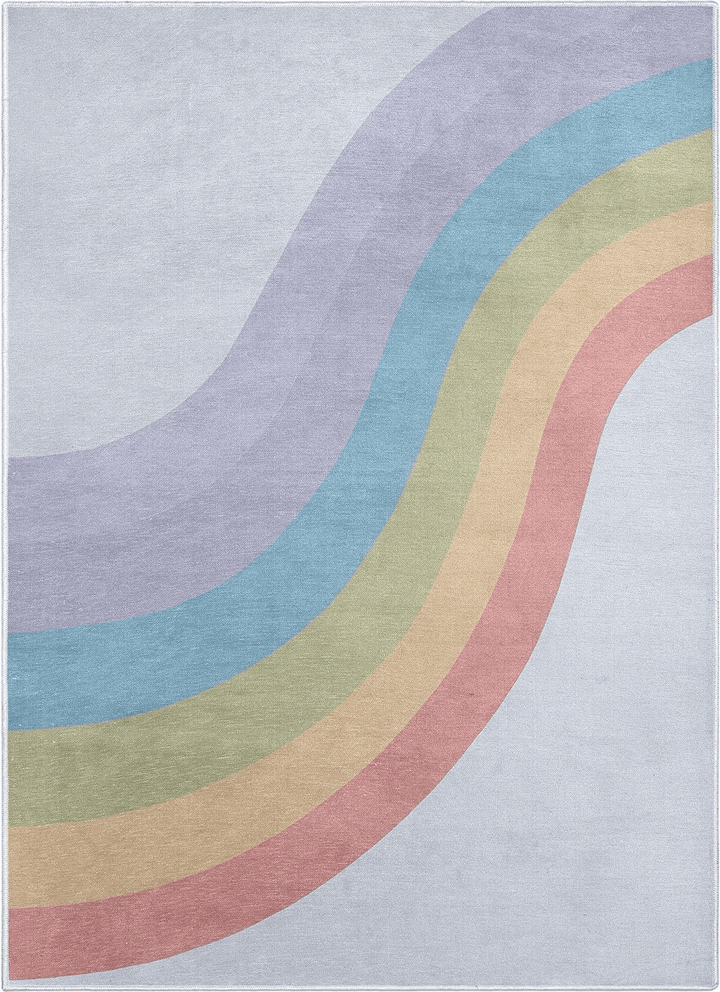 Rainbow Well Woven Kids Rugs Rainbow 6' x 9' Multi Color Modern Printed Machine Washable Area Rug