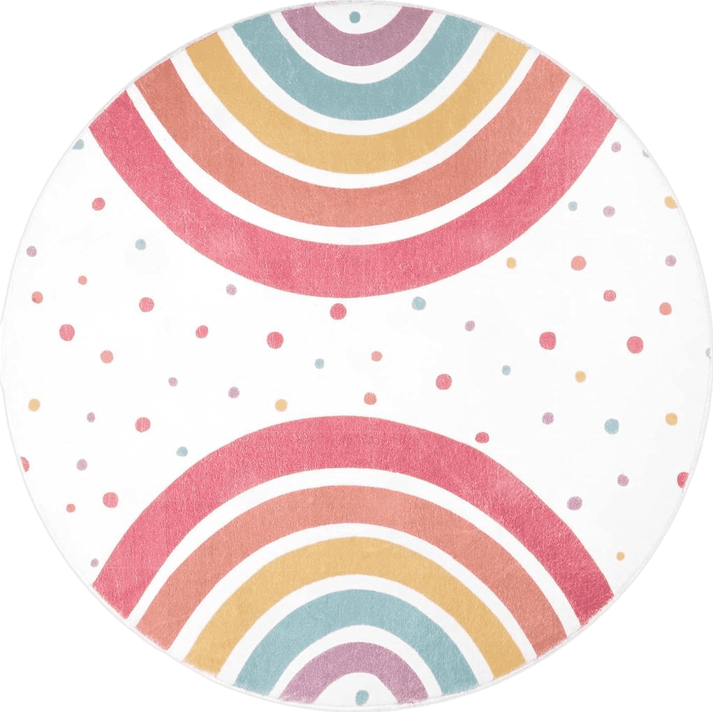 Rainbow STARUIA Round Rainbow Rug for Girls Bedroom,4Ft Washable Kids Rug for Baby Nursery,Non-Slip Circle Area Rug Colorful Princess Carpet for Teen Dorm Playroom Tent