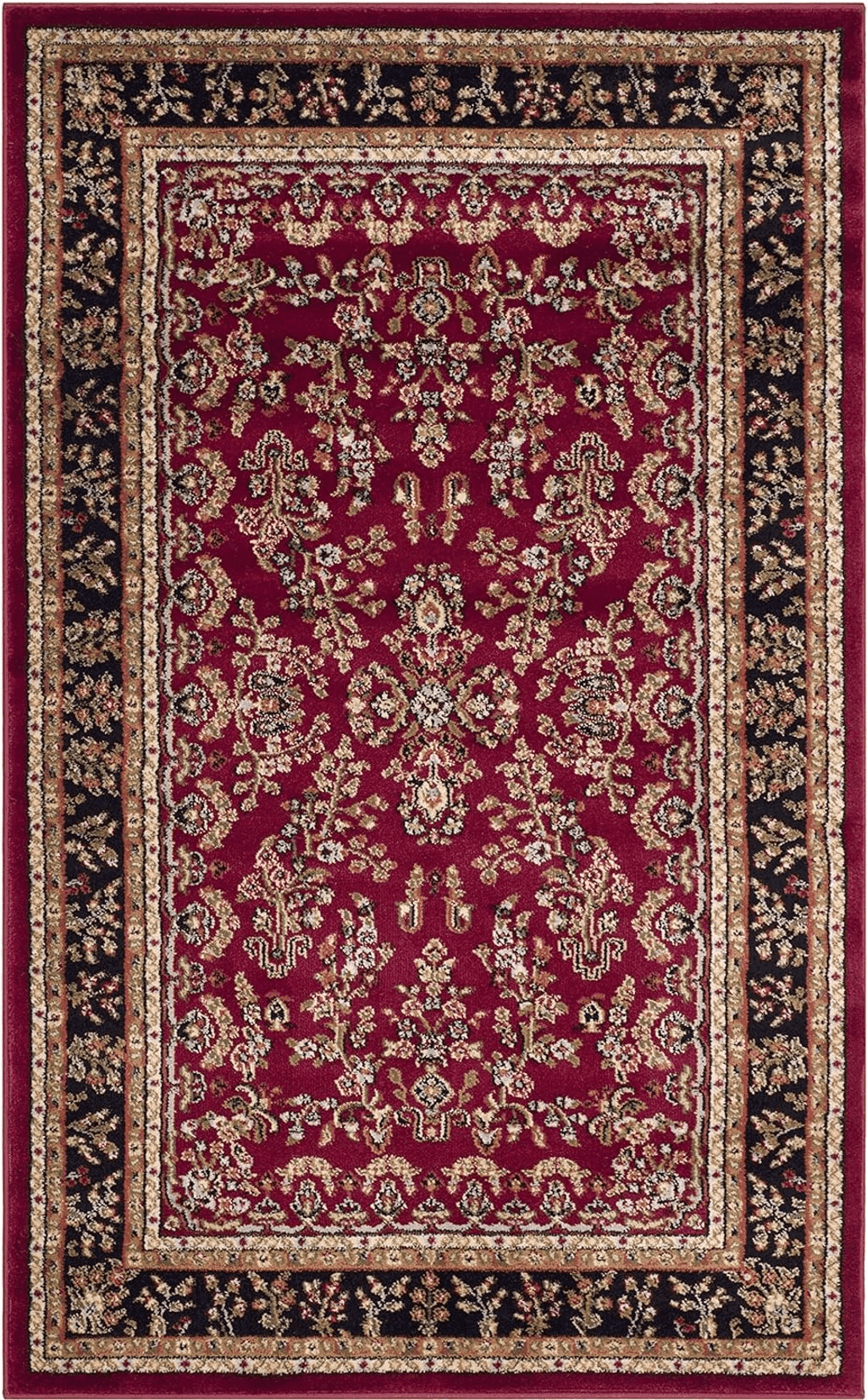 Oriental SAFAVIEH Lyndhurst Collection Accent Rug - 2'3" x 4', Red & Black, Traditional Oriental Design, Non-Shedding & Easy Care, Ideal for High Traffic Areas in Entryway, Living Room, Bedroom (LNH331B)