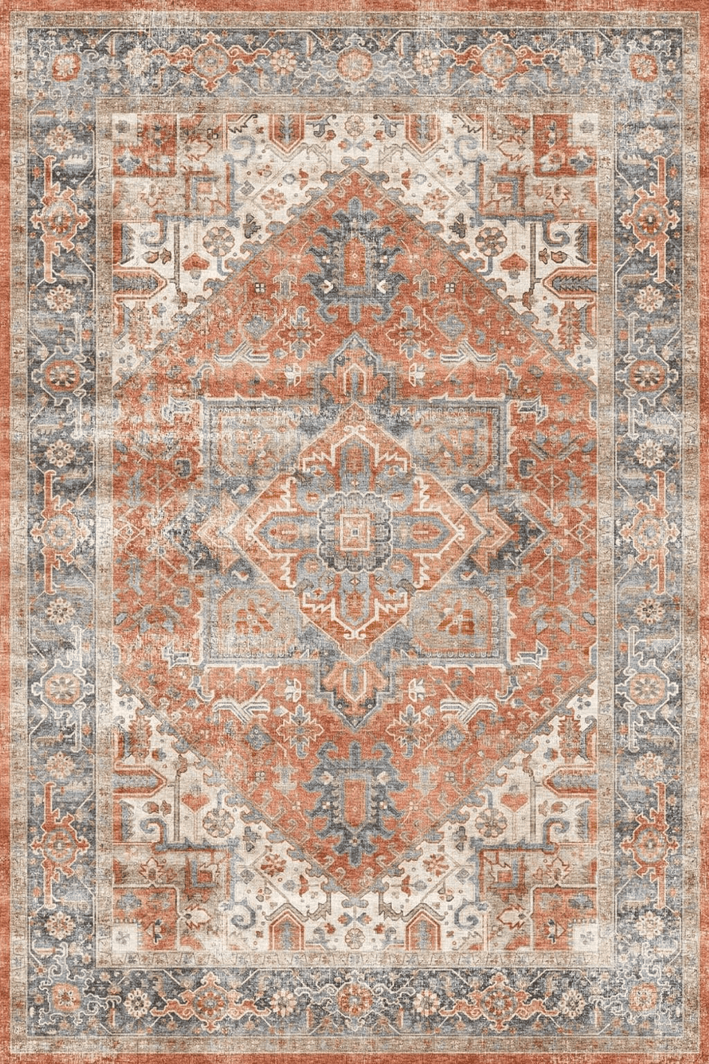 Flatweave Dripex Area Rug 4x6 Rug, Ultra-Thin Machine Washable Rug, Oriental Floral Print Boho Rug Carpet, Non-Slip Stain Resistant Indoor Rugs for Living Room Bedroom Dining Room Office
