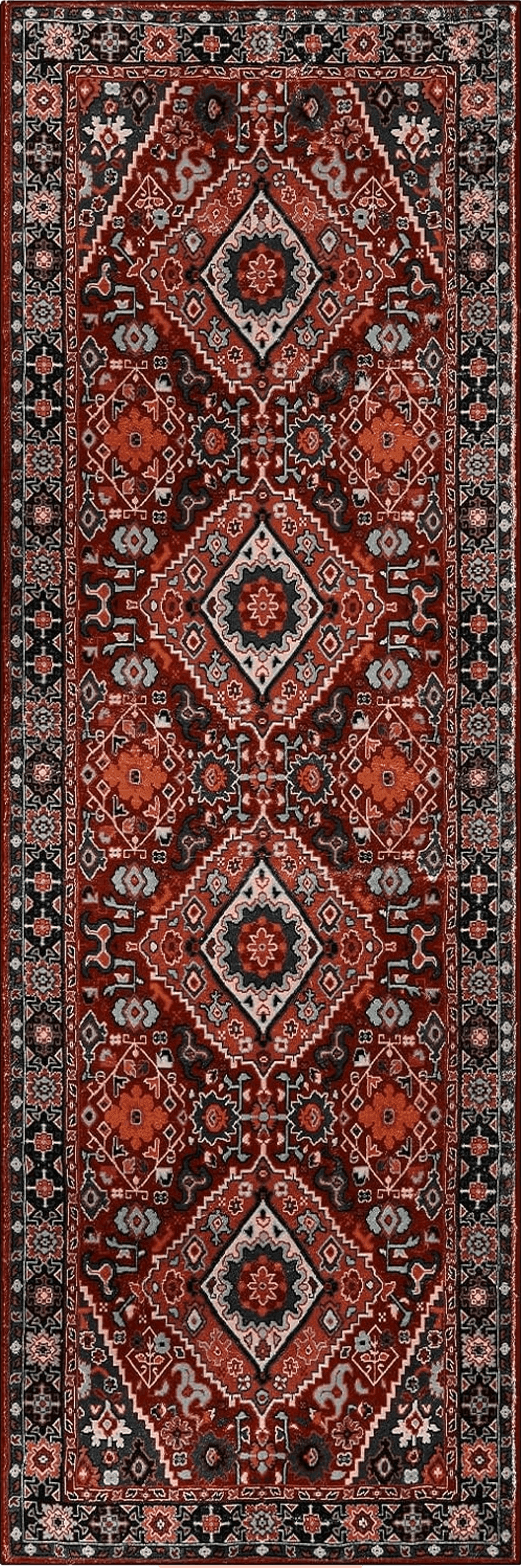 Beeiva Oriental Hallway Runner Rug, 2x6 Red Carpet Runners Rugs for Hallways 2x6 Rug for Bedroom Kitchen Bathroom, Vintage Non Slip Bedside Laundry Room Runner Rugs with Rubber Backing