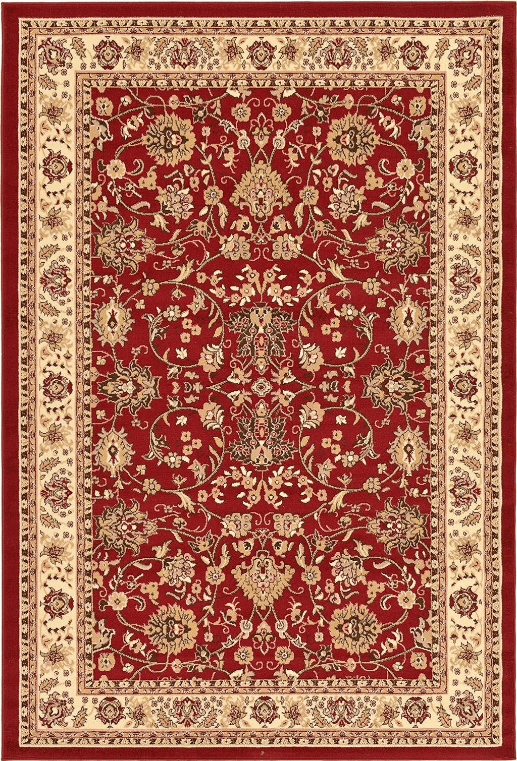 Unique Loom Sialk Hill Collection Area Rug - Washington (6' 1" x 9' Rectangle, Burgundy/ Cream)