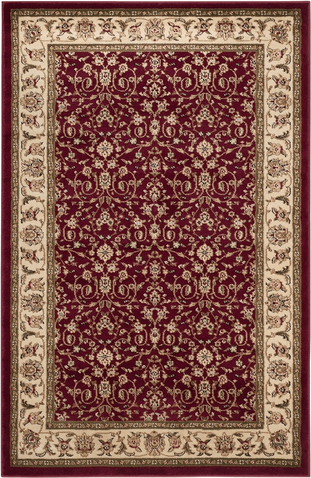 SAFAVIEH Lyndhurst Collection Accent Rug - 4' x 6', Red & Ivory, Traditional Oriental Design, Non-Shedding & Easy Care, Ideal for High Traffic Areas in Entryway, Living Room, Bedroom (LNH312A)