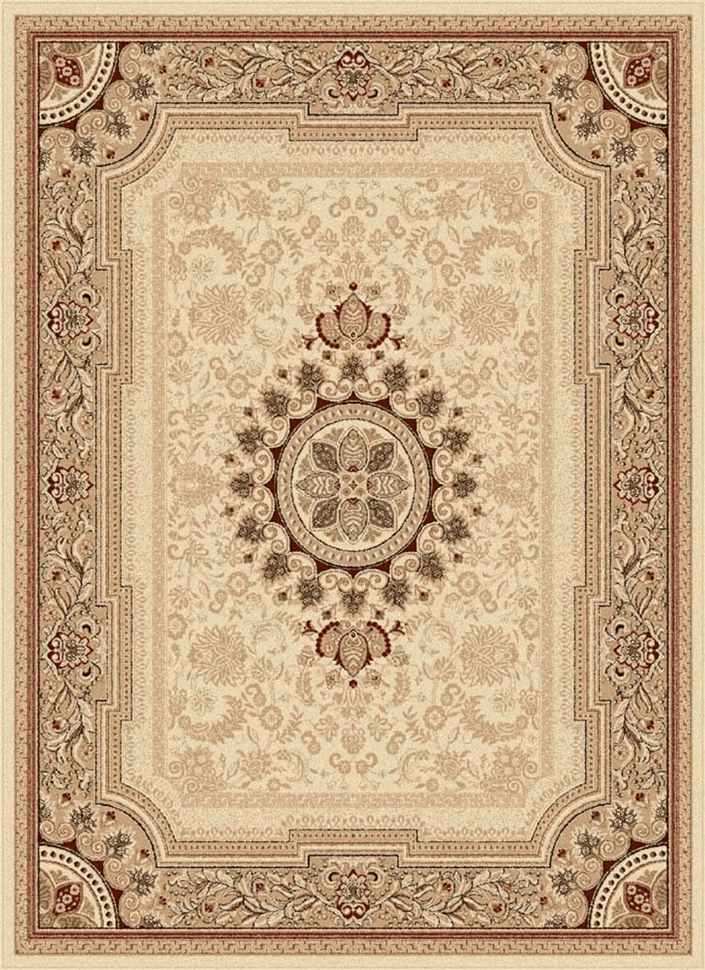 Jayden Traditional Oriental Ivory Scatter Mat Rug, 2' x 3'