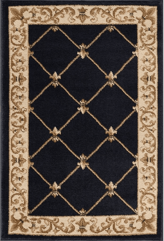 Oriental Orleans Traditional Border Black Scatter Mat Rug, 2 ft x 3 ft