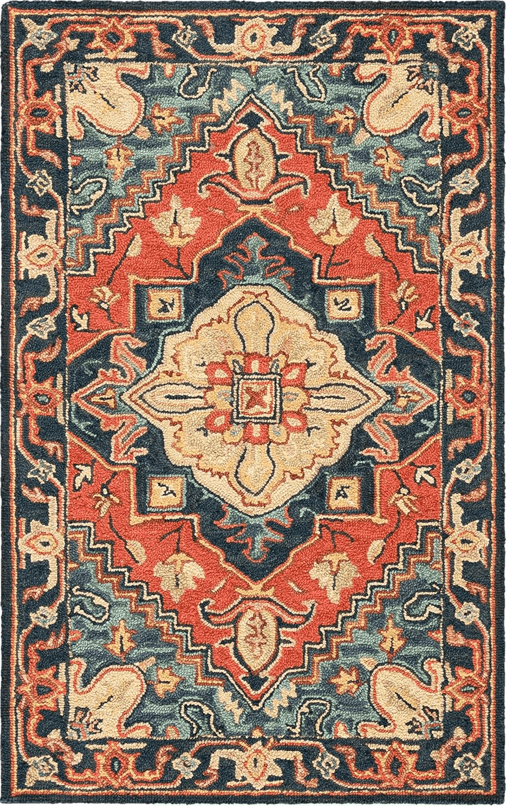 Oriental SAFAVIEH Heritage Collection Accent Rug - 3' x 5', Red & Navy, Handmade Traditional Oriental Wool, Ideal for High Traffic Areas in Entryway, Living Room, Bedroom (HG920Q)