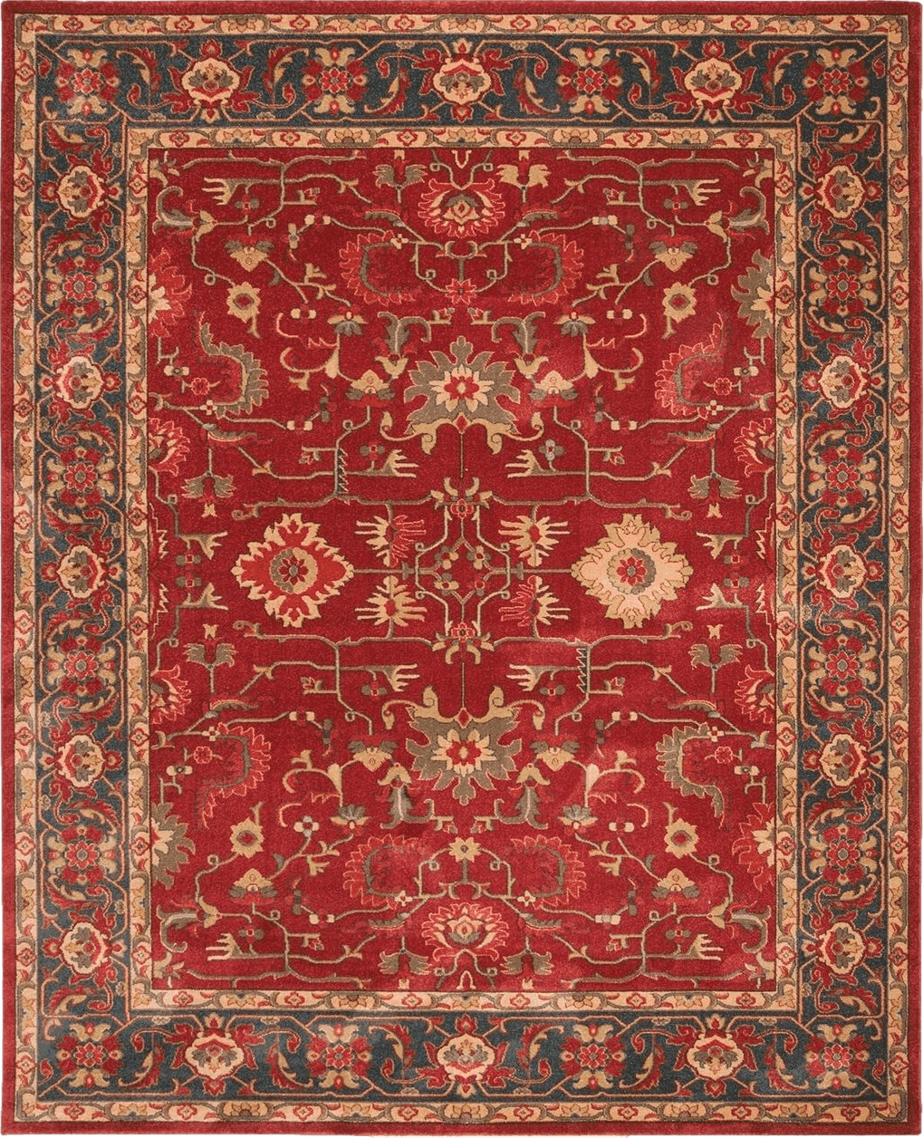 SAFAVIEH Mahal Collection Area Rug - 8' x 10', Red & Navy, Traditional Oriental Design, Non-Shedding & Easy Care, Ideal for High Traffic Areas in Living Room, Bedroom (MAH693F)